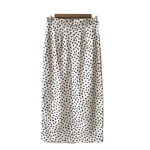 Hunter Bell Taylor Skirt Women's 2 Black Cream Pebble Print Midi Straight Pencil